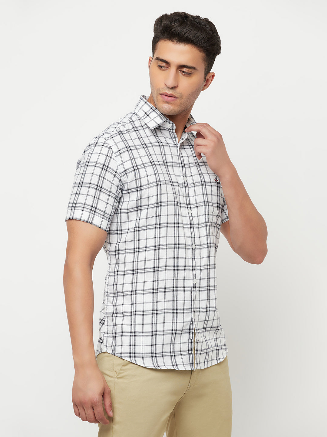 White Checked Shirt - Men Shirts