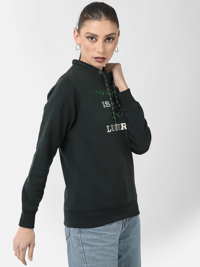  Green Sequenced Typography Sweatshirt 