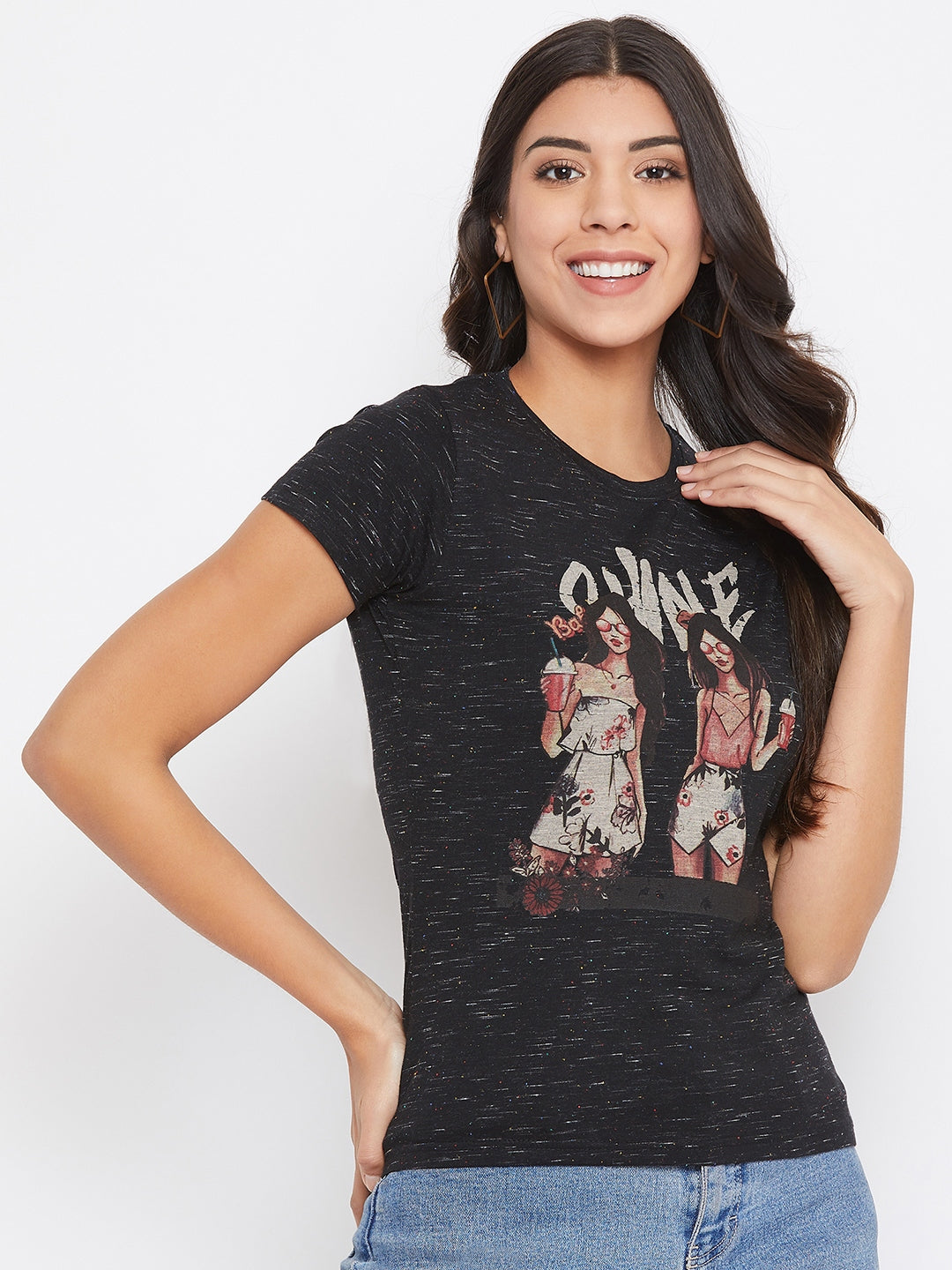 Black Printed T-shirt - Women T-Shirts