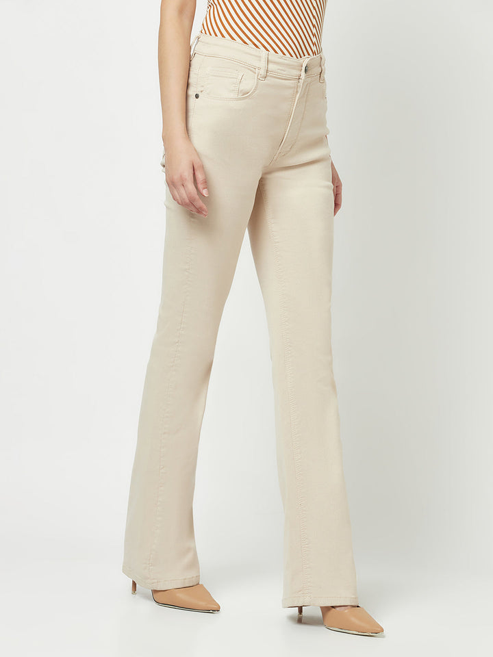  Beige Boot-Cut Jeans
