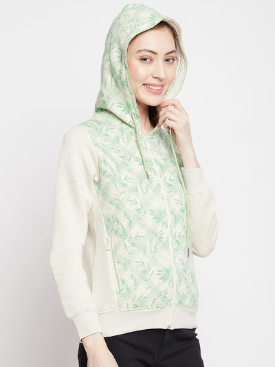 Green Floral Hooded Sweatshirt - Women Sweatshirts
