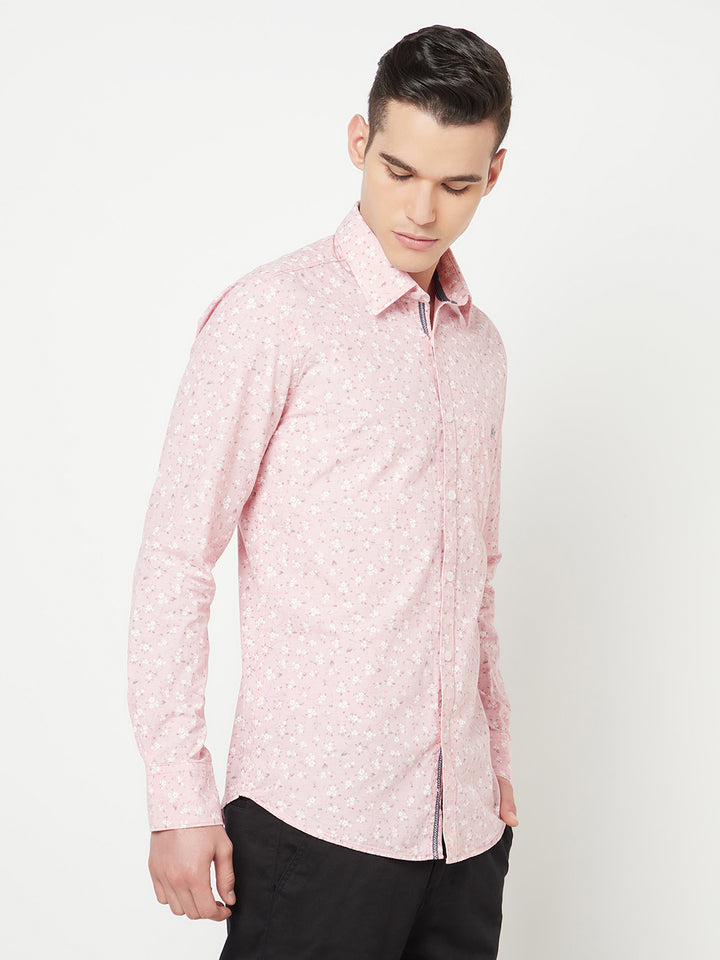 Pink Floral Printed Shirt - Men Shirts
