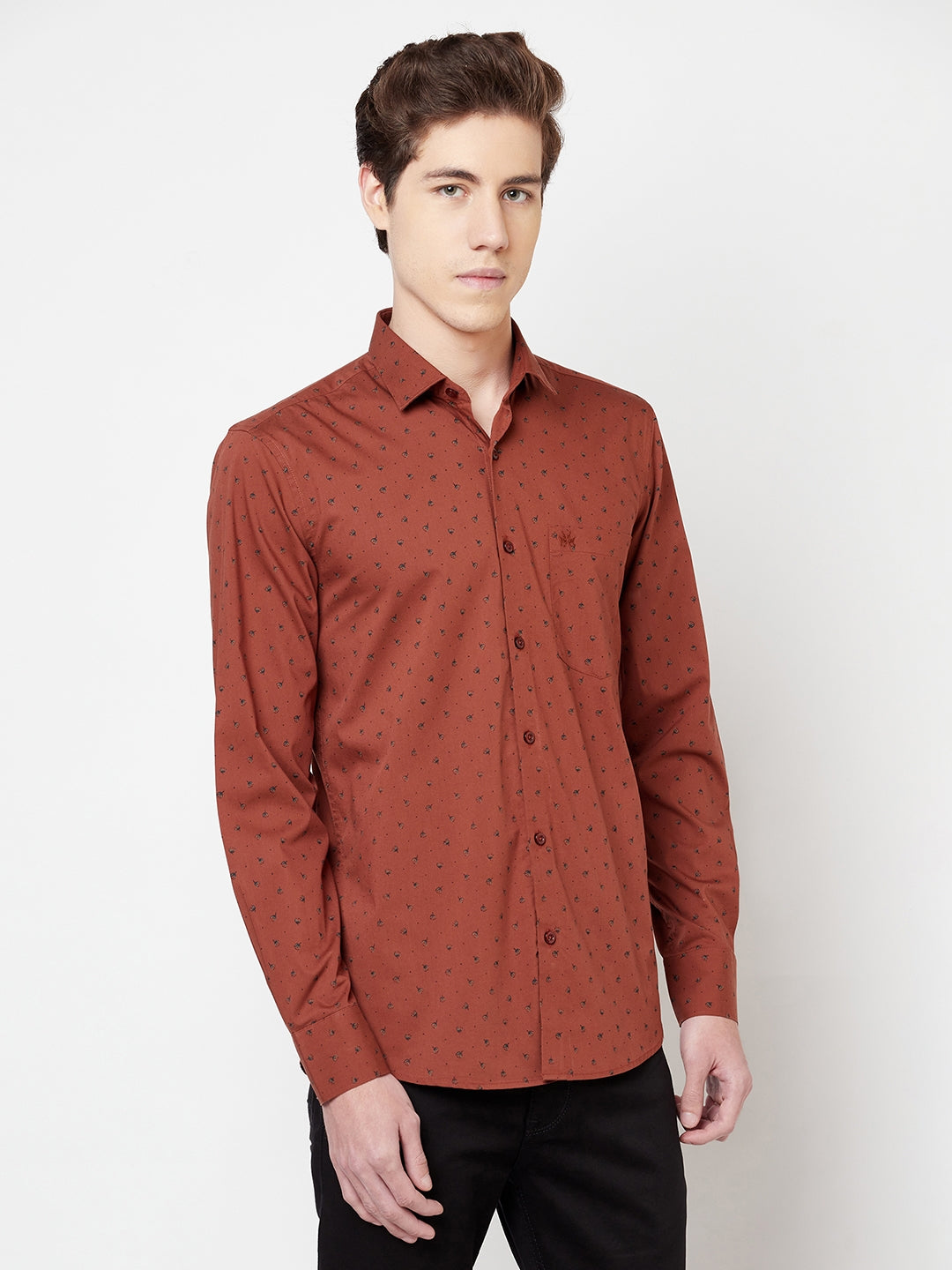 Brown Floral Shirt - Men Shirts