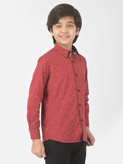 Maroon Floral Printed Shirt - Boys Shirts
