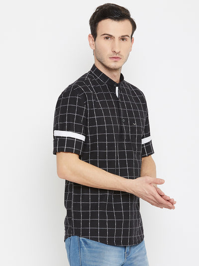 Black Checked Kurta - Men Kurtas