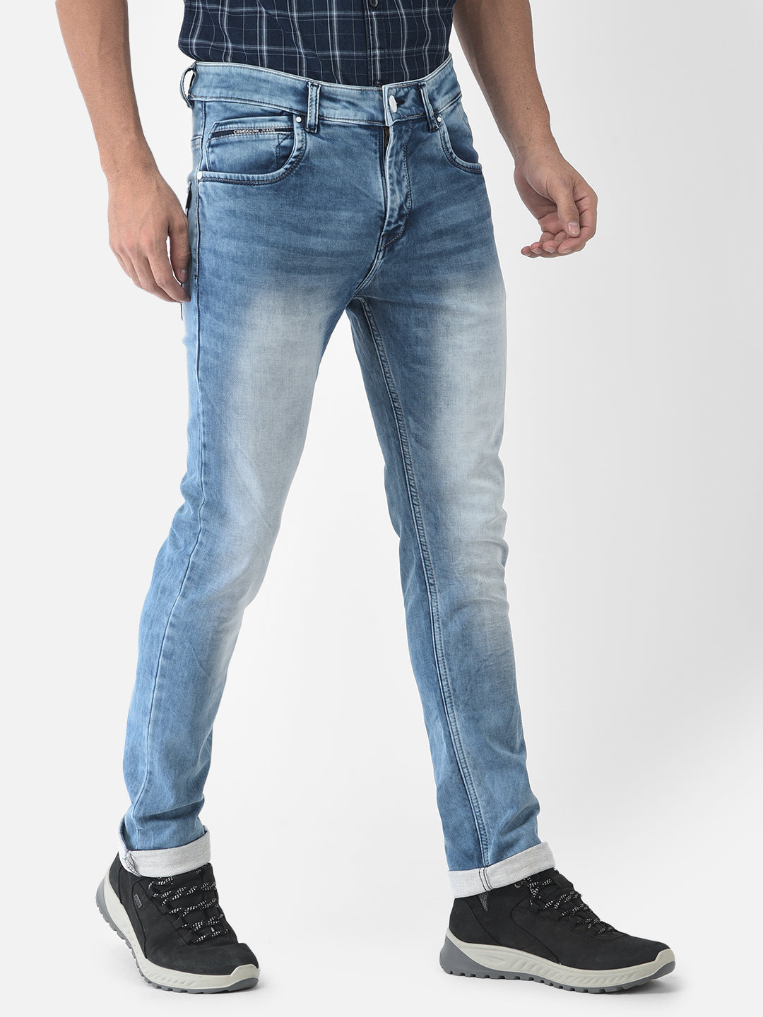 Heavy Faded Blue Jeans - Men Jeans