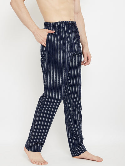 Blue Striped Straight Lounge Pants - Men Lounge Pants