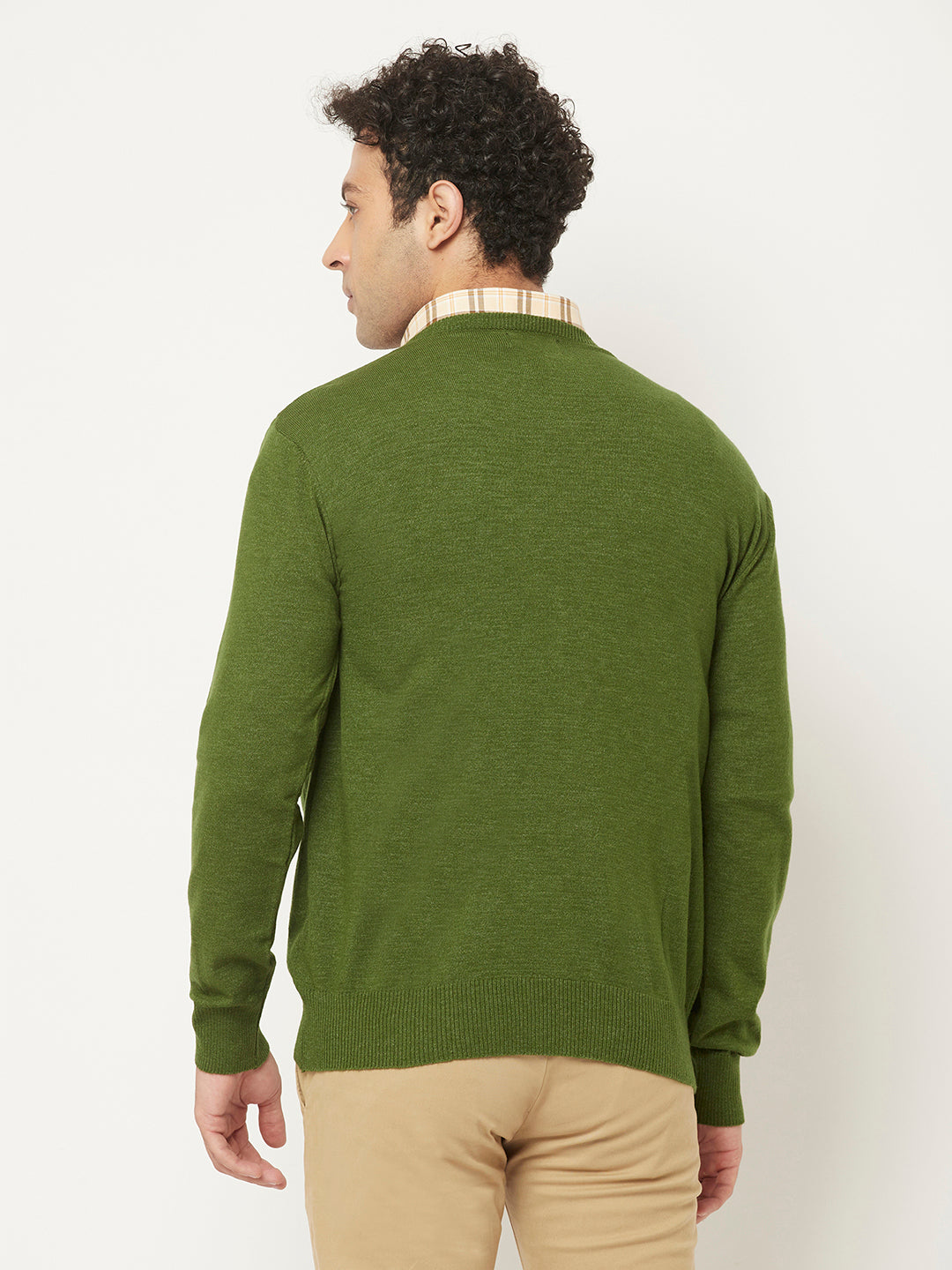 Green Sweater in Relaxed Fit-Men Sweaters-Crimsoune Club