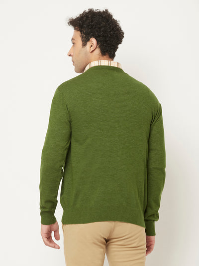 Green Sweater in Relaxed Fit-Men Sweaters-Crimsoune Club