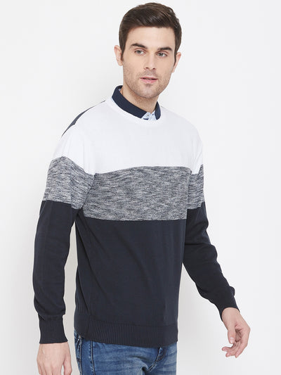 Blue Round Neck Sweater - Men Sweaters