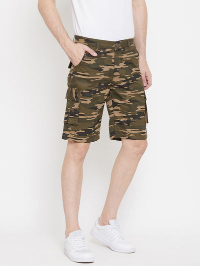 Olive Printed shorts - Men Shorts