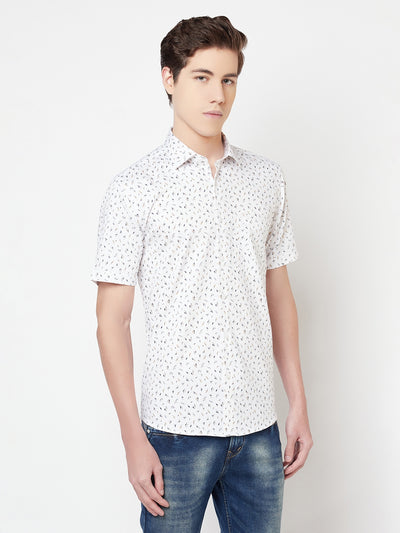 White Floral Shirt - Men Shirts