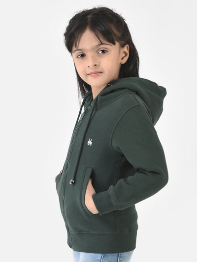 Dark Green Sweatshirt with Zip Enclosure 