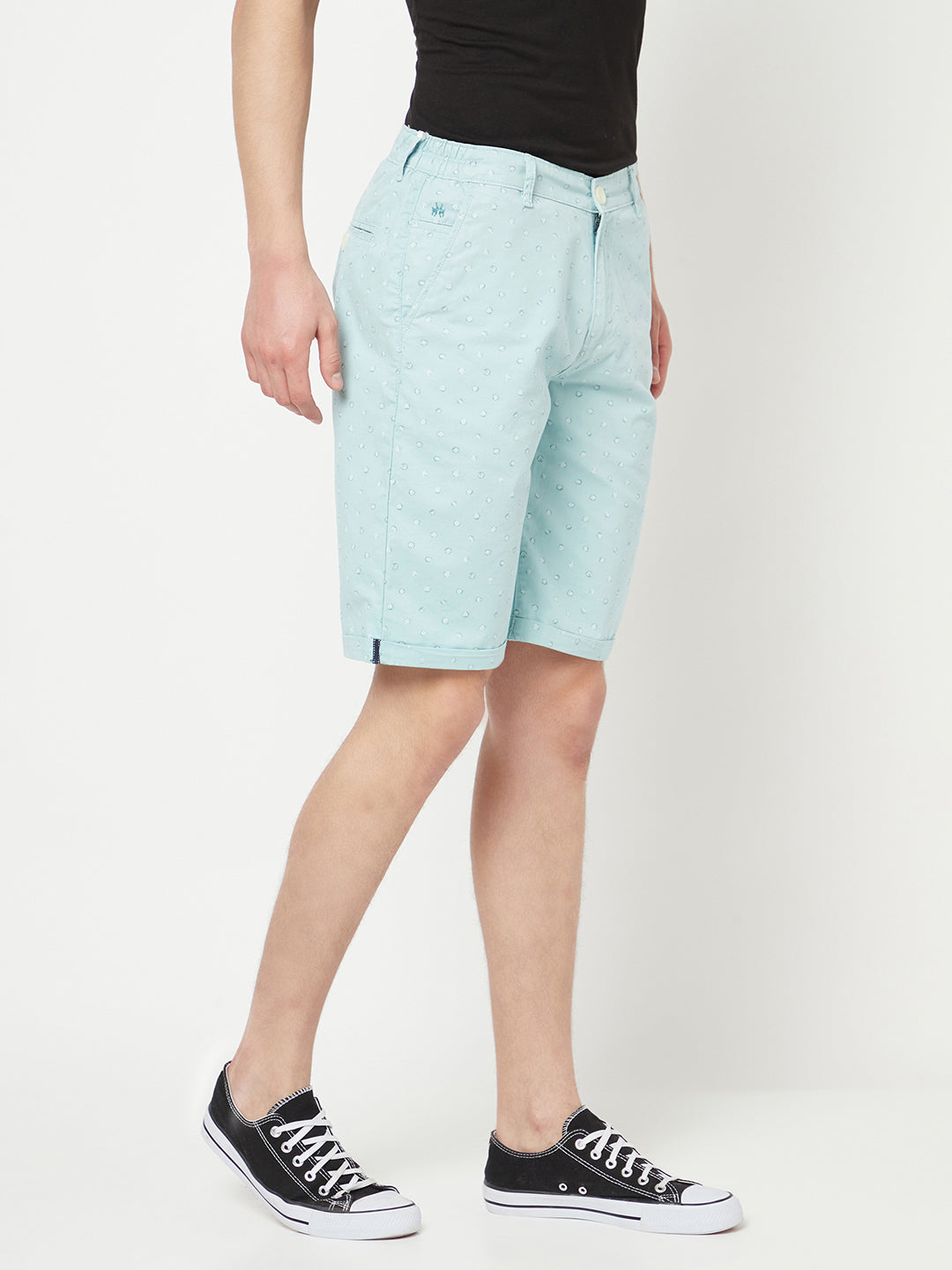 Mint Green Printed Shorts - Men Shorts
