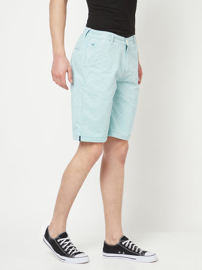 Mint Green Printed Shorts - Men Shorts