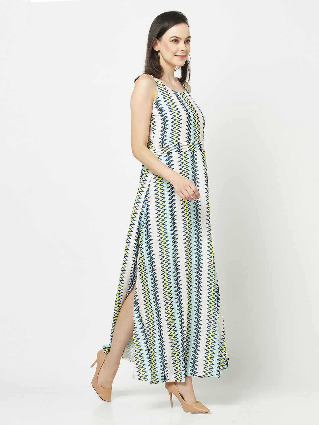  Geometric Print Maxi Dress
