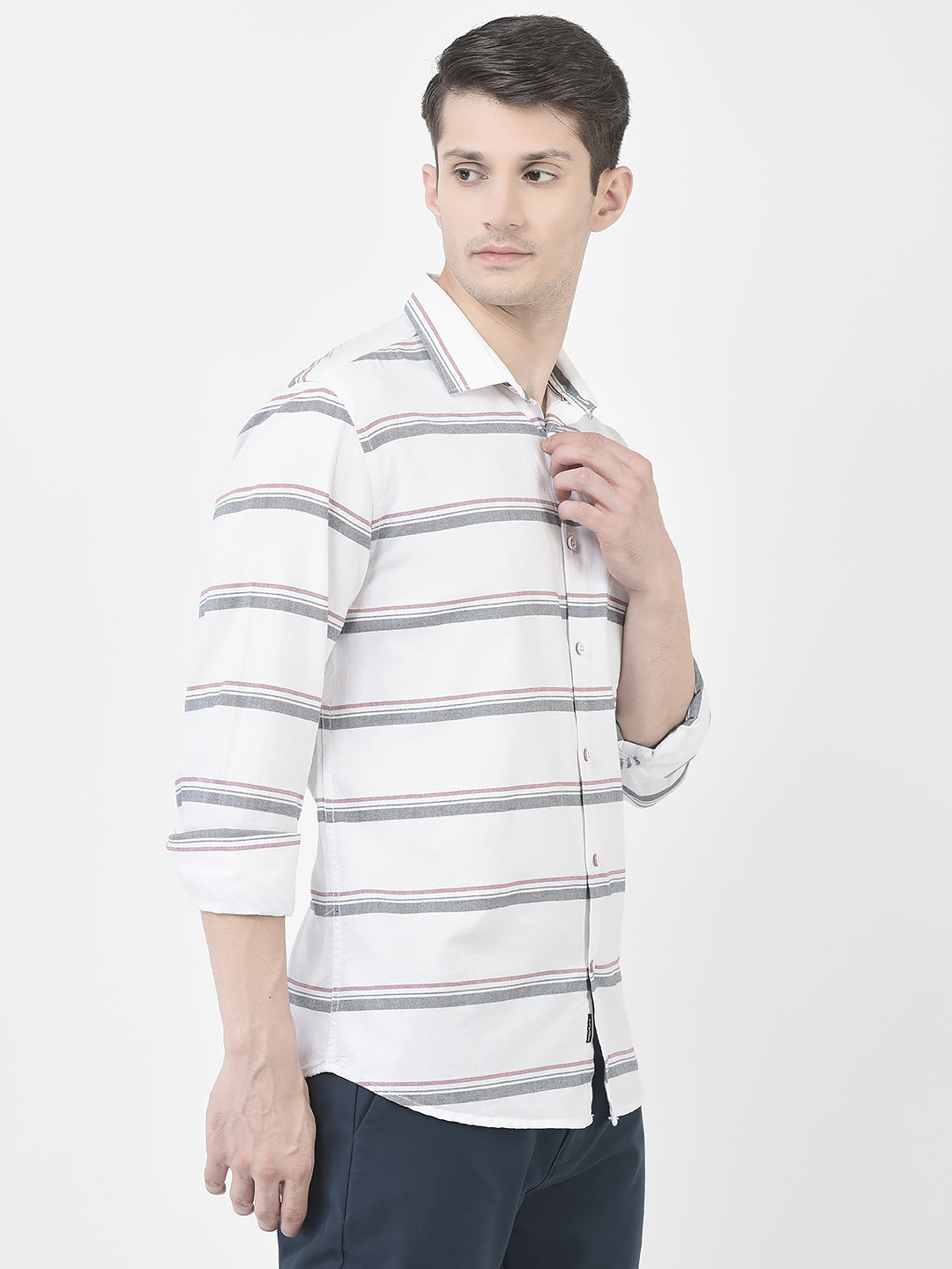  White Horizontal Stripe Shirt