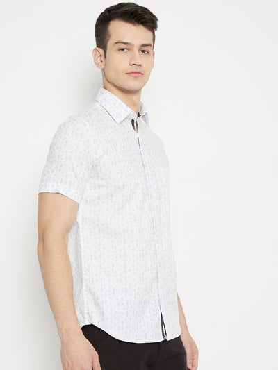 White Printed Slim Fit shirt - Men Shirts