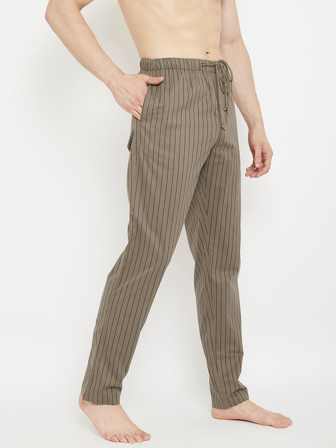 Brown Striped Straight Lounge Pants - Men Lounge Pants