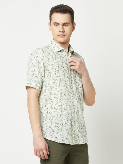  Short-Sleeved Sea Green Floral Shirt