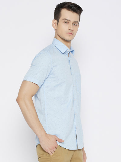 Blue Printed Slim Fit shirt - Men Shirts