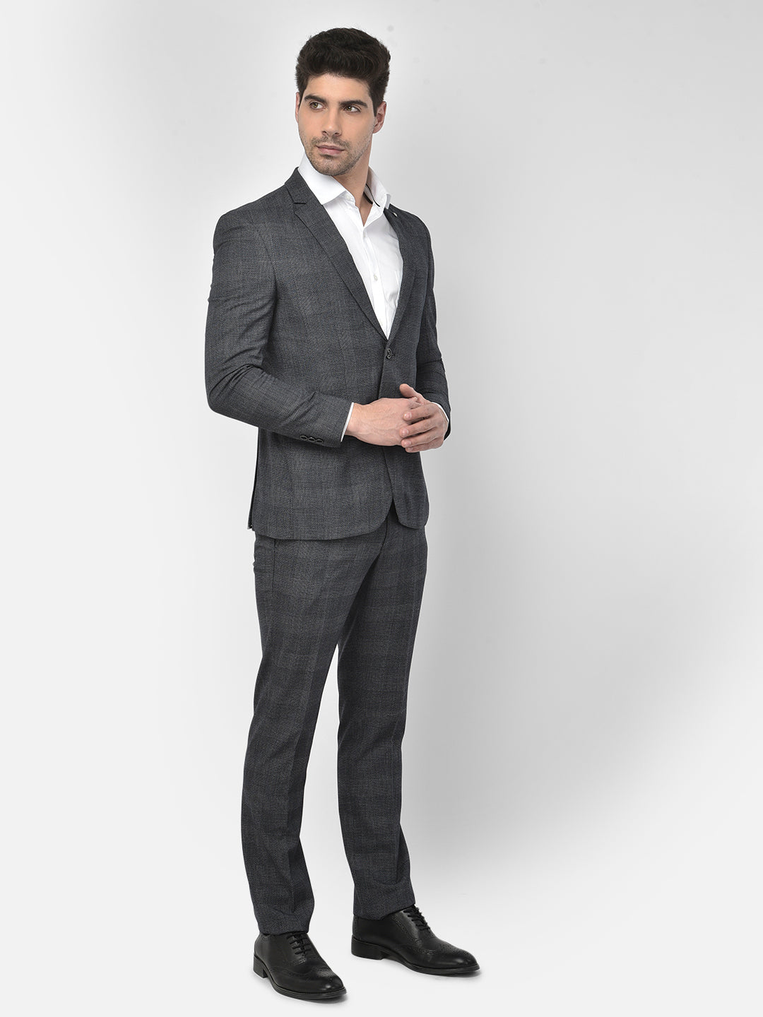 Grey Checked Suit - Men Suits
