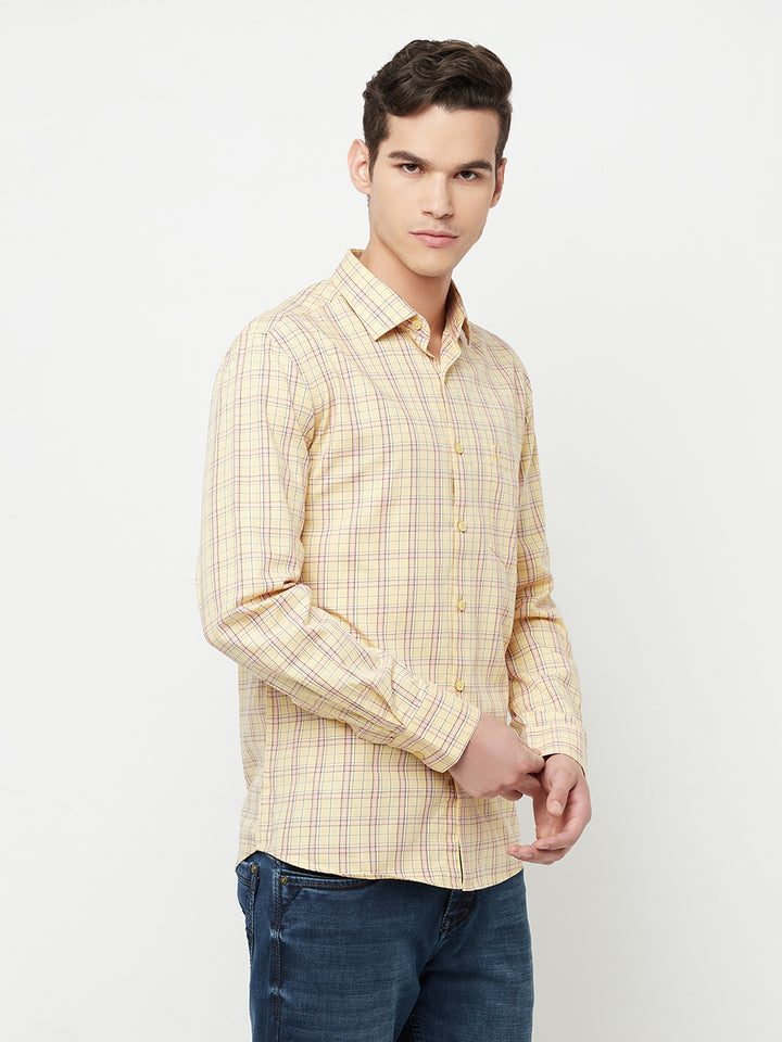 Yellow Checked Shirt - Men Shirts