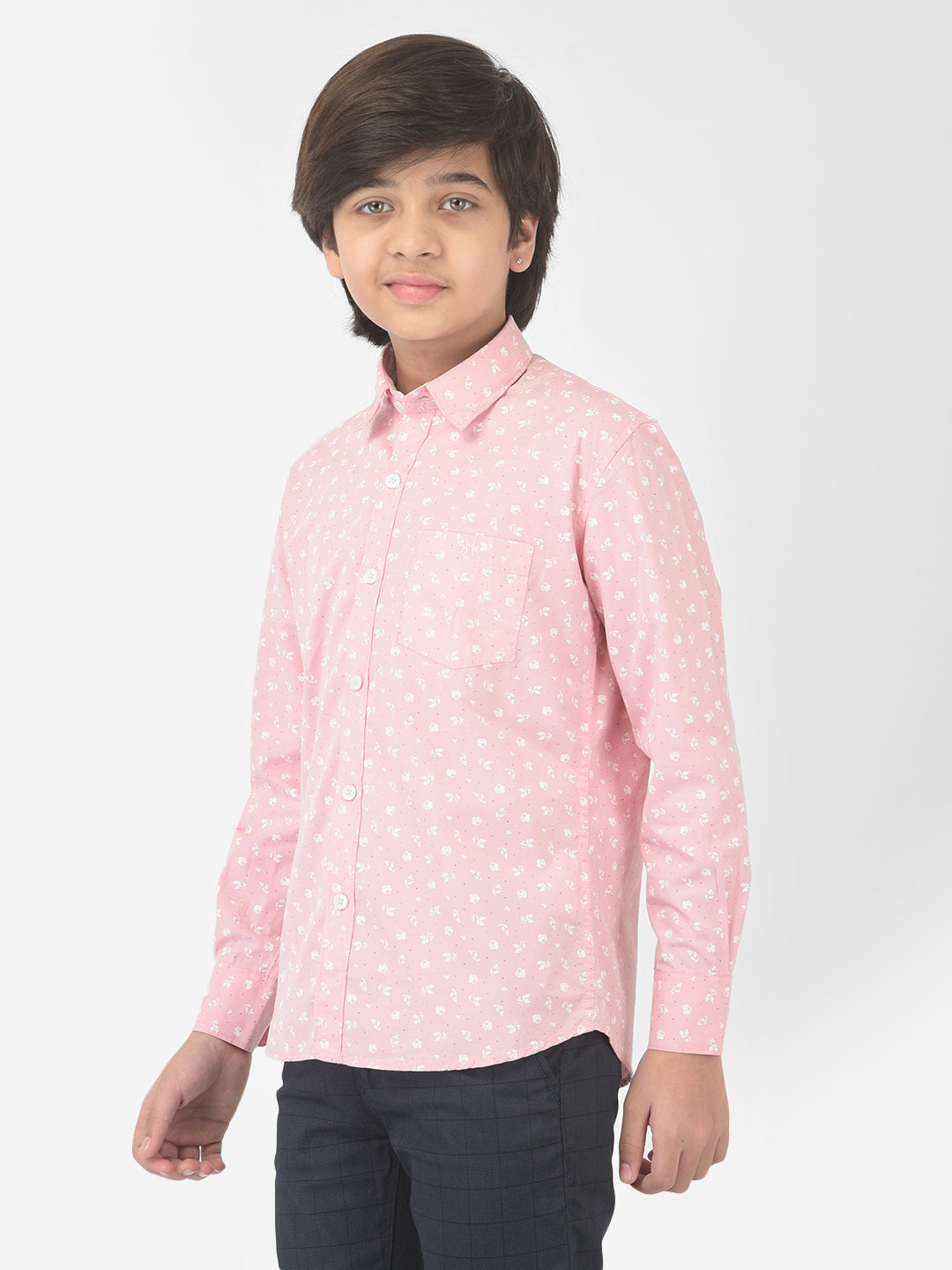 Pink Floral Printed Shirt - Boys Shirts