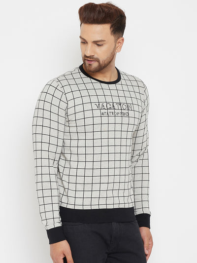 Grey Checked Sweatshirt - Men Sweatshirts