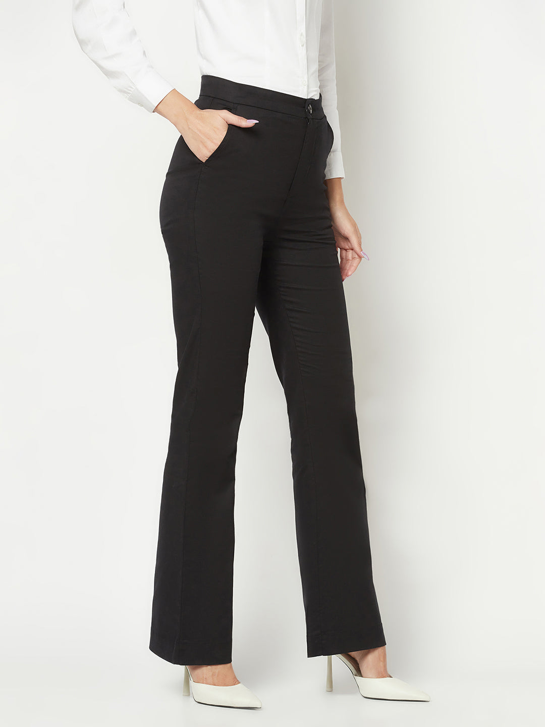 Black Bootcut Trousers-Women Trousers-Crimsoune Club