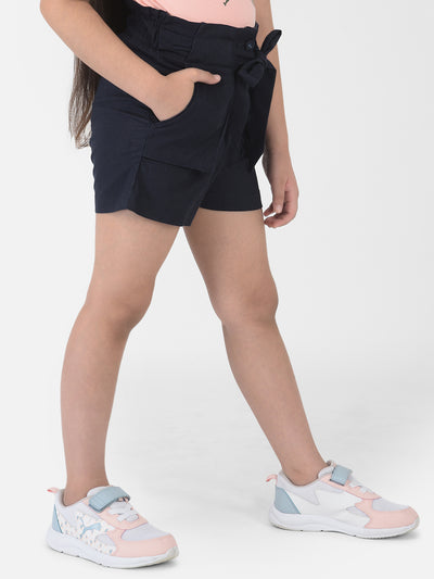 Navy Blue Bow-Tie Shorts - Girls Shorts