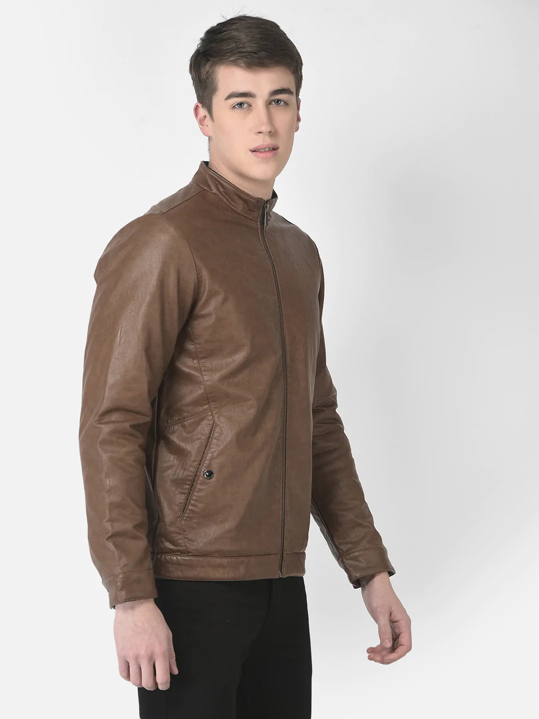  Tan Faux Leather Jacket