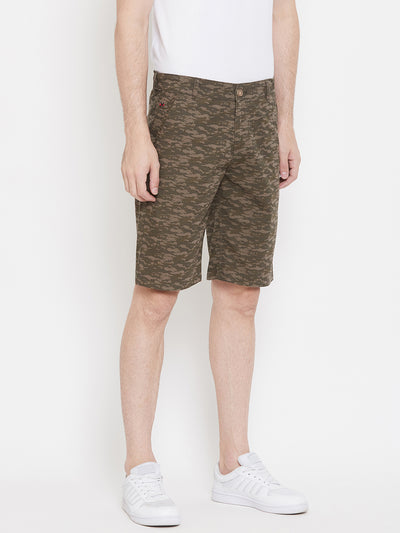 Olive Printed shorts - Men Shorts