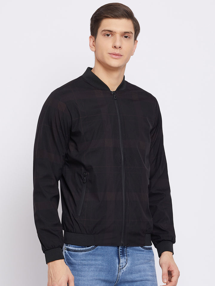 Black Checked Varsity Jacket - Men Jacket