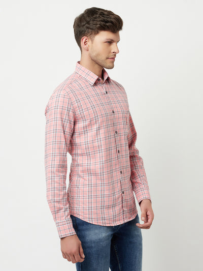 Pink Tartan Checked Shirt-Men Shirts-Crimsoune Club