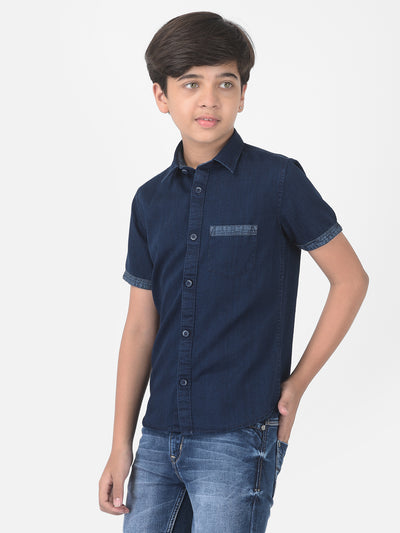 Navy Blue Denim Shirt - Boys Shirts