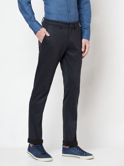 Navy Blue Striped Trousers - Men Trousers