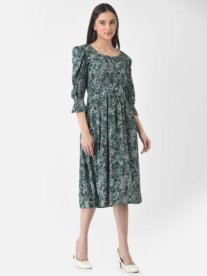  Green Floral Peplum Dress