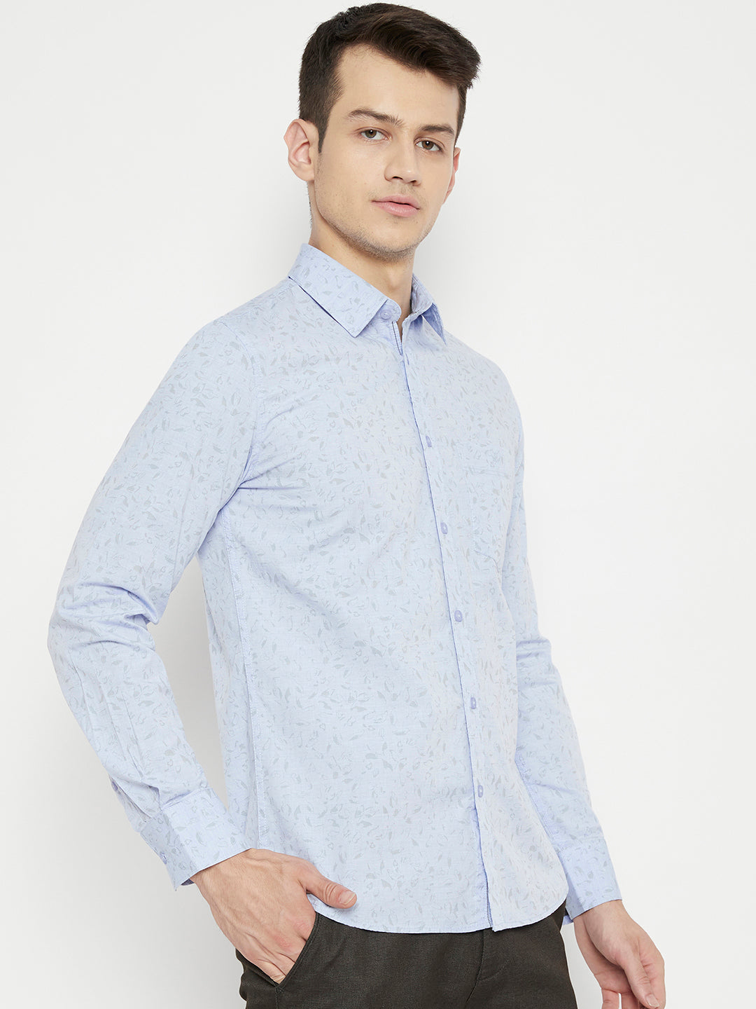 Blue Printed Slim Fit shirt - Men Shirts
