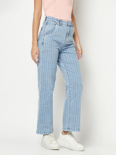  Blue Striped Wide-Fit Jeans