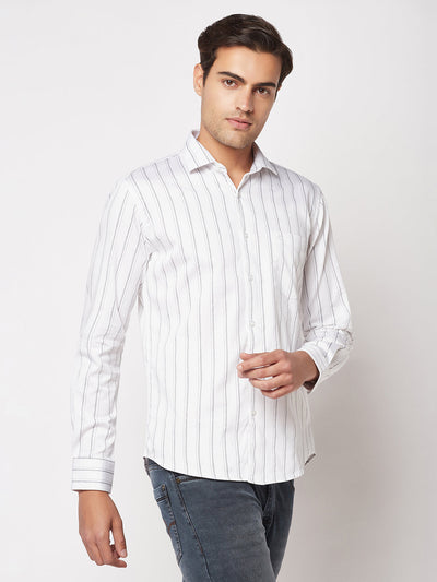  White Striped Business Shirt