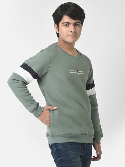  Oil-Green Brand-Logo Sweatshirt