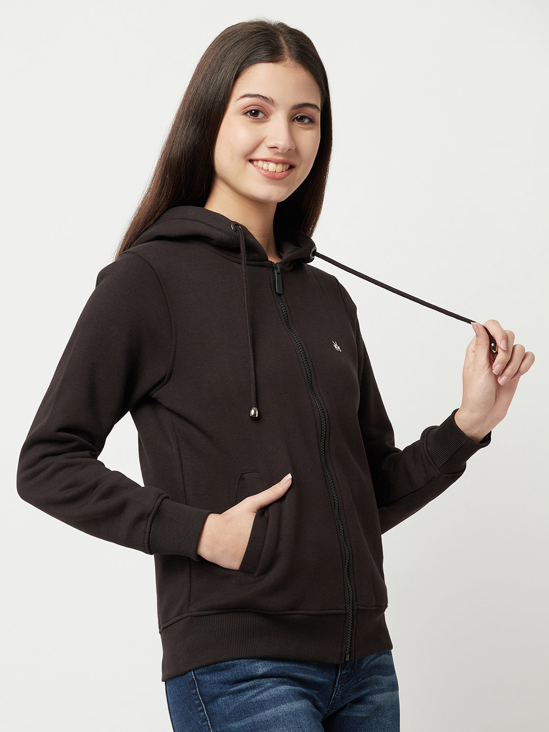 Black Zipper Sweatshirt-Women Sweatshirts-Crimsoune Club