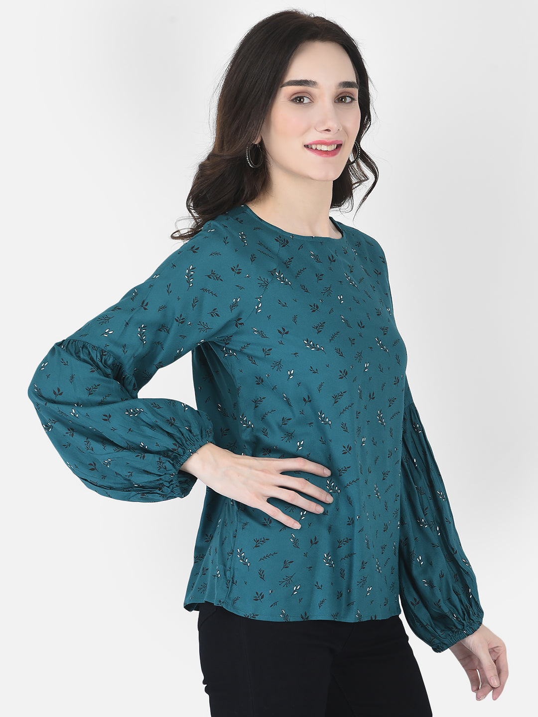 Teal Floral Top - Women Tops