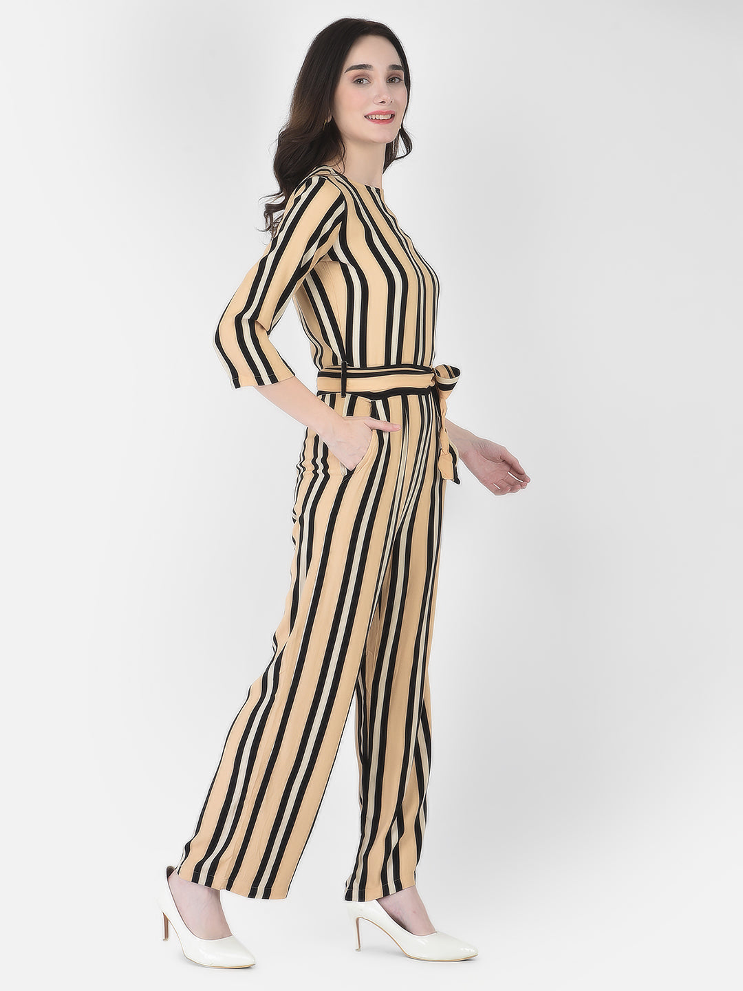 Cider Striped Jumpsuit-Women Dungarees-Crimsoune Club