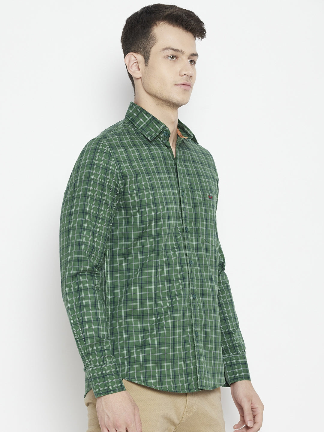 Green Checked Slim Fit shirt - Men Shirts