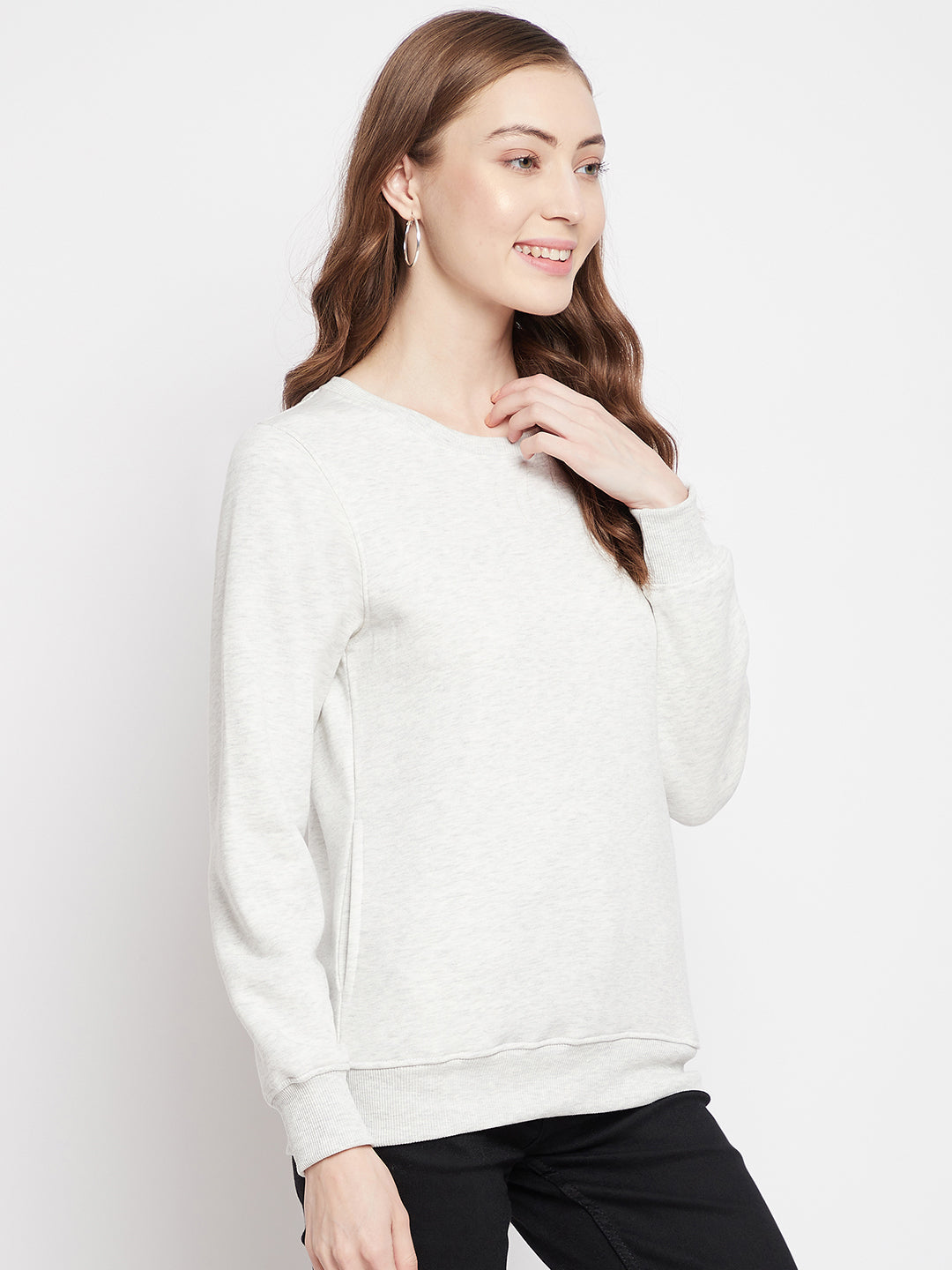 Off White Round Neck Sweatshirt - Women Sweatshirts