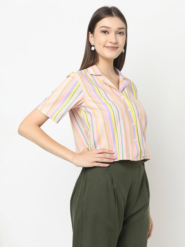 Mutli-Colour Crop Top in Stripes