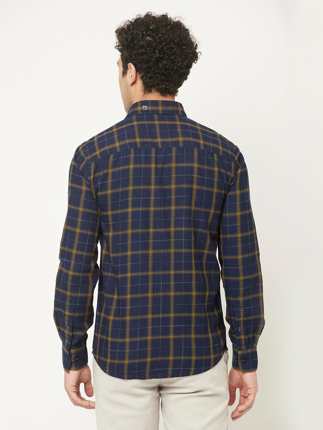 Navy Blue Checkered Shirt