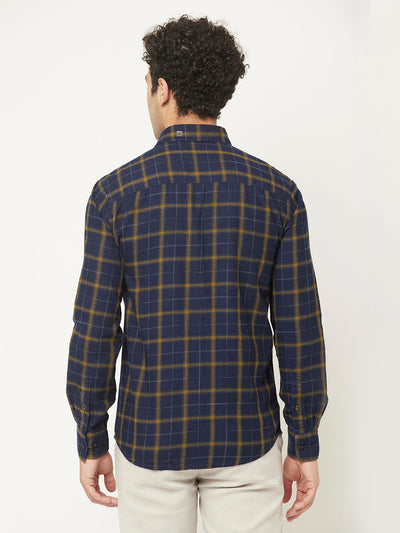 Navy Blue Checkered Shirt
